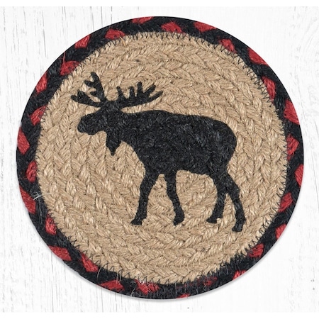 Palacedesigns 7 x 7 in. Moose Coaster Round Rug, Black - Large PA2850395